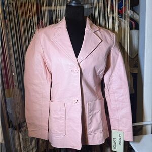 metrostyle Pink Leather Blazer Jacket
